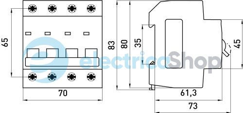 Модульный автоматический выключатель e.mcb.stand.45.4.C16, 4P, 16А, C, 4,5kA s002047 E.NEXT