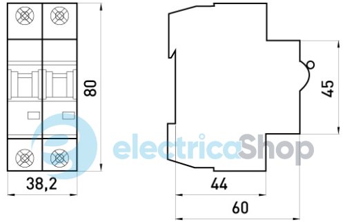 Модульный автоматический выключатель e.industrial.mcb.100.2.C6, 2P, 6А, C, 10kA i0180010 E.NEXT