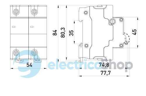 Модульний автоматичний вимикач e.mcb.stand.100.2.C125, 2P, 125А, C, 10kA, s002211 E.NEXT