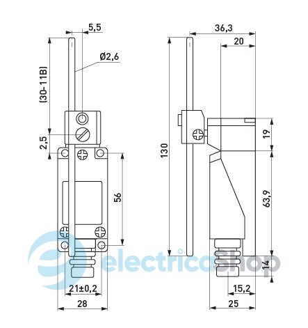 Вимикач кінцевий e.limitswitch.02 важіль регульований по довжині s0070006 E.NEXT