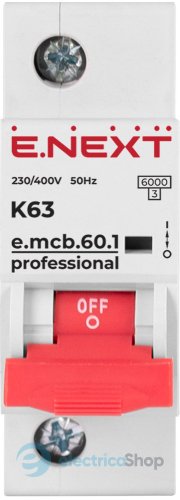 Модульный автоматический выключатель e.mcb.pro.60.1.K 63 new, 1P, 63А, K, 6kA new p0430001 E.NEXT