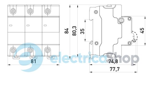 Модульний автоматичний вимикач e.mcb.stand.100.3.C75, 3P, 75А, C, 10kA, s002202 E.NEXT