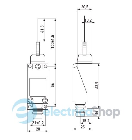 Вимикач кінцевий e.limitswitch.08 важіль-ексцентрик зі стрижнем s0070012 E.NEXT