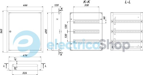 Корпус металлический e.mbox.pro.w.54 IP31 встроен на 54 модуля p0100213 E.NEXT