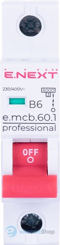 Модульний автоматичний вимикач e.mcb.pro.60.1.B 6 new, 1P, 6А, В, 6kA, new p041006 E.NEXT