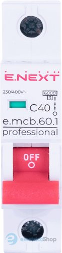 Модульний автоматичний вимикач e.mcb.pro.60.1.C 40 new, 1P, 40А, C, 6kA, new p042012 E.NEXT