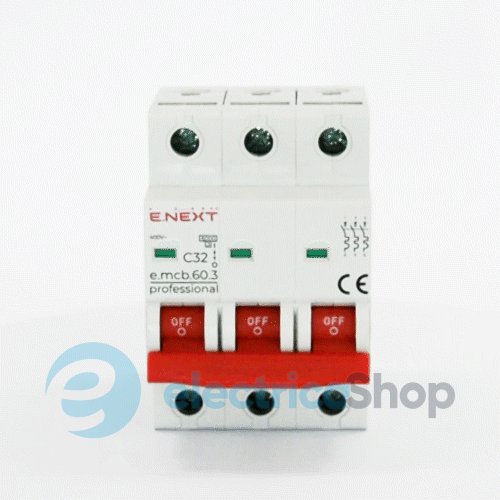 Модульний автоматичний вимикач e.mcb.pro.60.3.C 32 new, 3P, 32А, C, 6kA, new p042034 E.NEXT