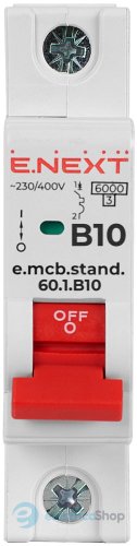 Модульный автоматический выключатель e.mcb.stand.60.1.B10, 1P, 10А, B, 6kA s001107 E.NEXT