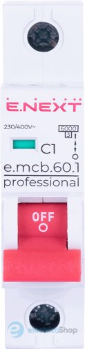 Модульний автоматичний вимикач e.mcb.pro.60.1.C 1 new, 1P, 1А, C, 6kA, new p042001 E.NEXT