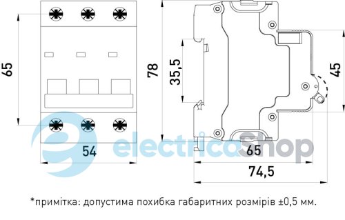 Модульный автоматический выключатель e.mcb.stand.60.3.C8, 3P, 8А, C, 6kA s002145 E.NEXT