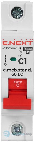Модульний автоматичний вимикач e.mcb.stand.60.1.C1, 1P, 1А, C, 6kA, s002101 E.NEXT
