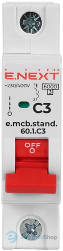 Модульный автоматический выключатель e.mcb.stand.60.1.C3, 1P, 3А, C, 6kA s002103 E.NEXT
