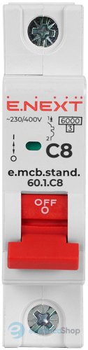 Модульный автоматический выключатель e.mcb.stand.60.1.C8, 1P, 8А, C, 6kA s002156 E.NEXT
