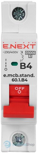 Модульный автоматический выключатель e.mcb.stand.60.1.B4, 1P, 4А, B, 6kA s001104 E.NEXT