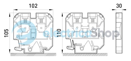 Клемна колодка набірна на DIN-рейку e.tc.din.pro.150, з кришкою p049010 E.NEXT