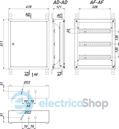Корпус металлический e.mbox.pro.n.54 IP31 навесной на 54 модуля p0100206 E.NEXT