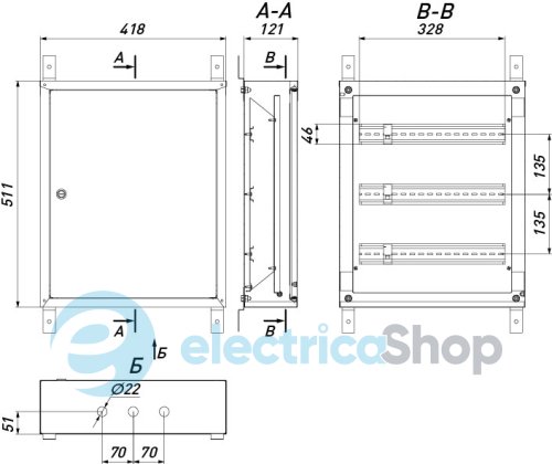 Корпус металлический e.mbox.pro.n.54 IP54 навесной на 54 модуля p0100219 E.NEXT