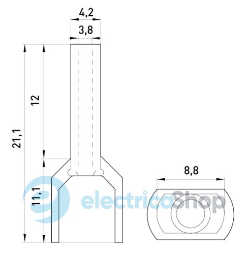 Изолированный наконечник e.terminal.stand.te.2.4.orange (TE4012 orange) 2x4 кв.мм, оранжевый, 100шт s4037009 E.NEXT