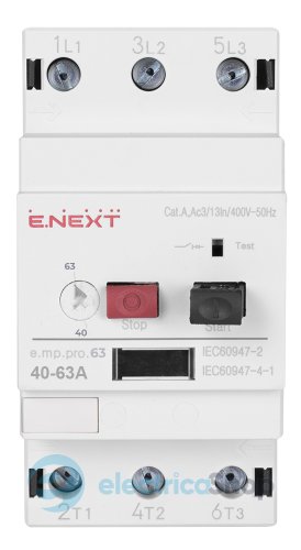 Автоматический выключатель защиты двигателя DIN e.mp.pro.63, 40-63А p004010 E.NEXT