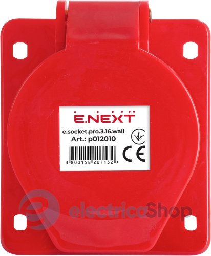 Силовая встраиваемая розетка e.socket.pro.3.16.wall, 3п., 230V, 16A, (413) p012010 E.NEXT