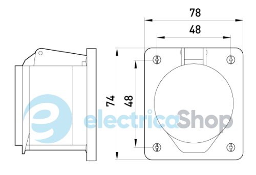 Силовая встраиваемая розетка e.socket.pro.3.16.wall, 3п., 230V, 16A, (413) p012010 E.NEXT