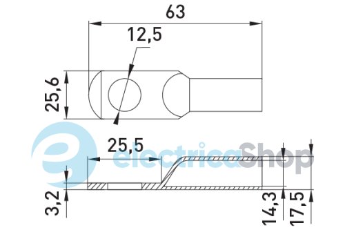 Медный луженый кабельный наконечник e.end.stand.jg.95мм.кв. M12мм L=63мм E.NEXT s077008