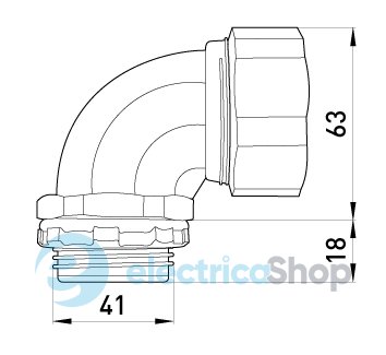 Ввід кутовий e.met.angle.stand.sldx.32 для металорукава 32мм(1.1/4") s046005 E.NEXT