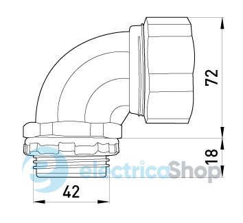Ввід кутовий e.met.angle.stand.sldx.38 для металорукава 38мм(1.1/2") s046006 E.NEXT