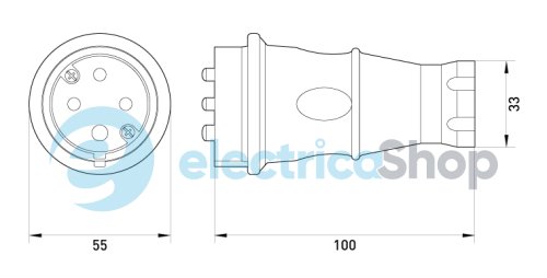 Силовая вилка переносная каучуковая e.plug.rubber.060.16, 4п., 16A, s9100035 E.NEXT