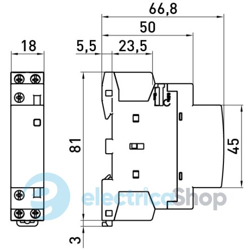 Модульный контактор e.mc.pro.2.25.1NO+1NC, 2р, 25А, 1NO+1NC, 220В p005220 E.NEXT