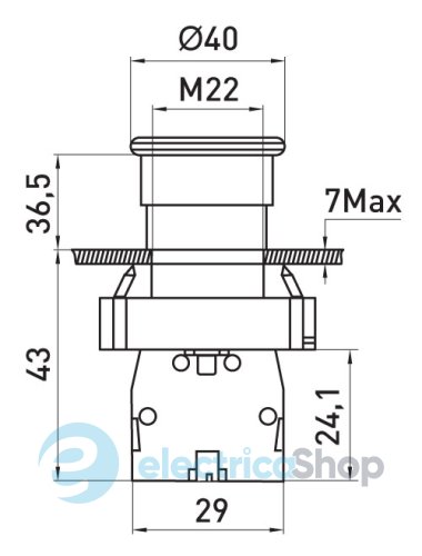 Кнопка "грибок" с фиксацией поворотная e.mb.bs542 красный, 1NC p0810123 E.NEXT