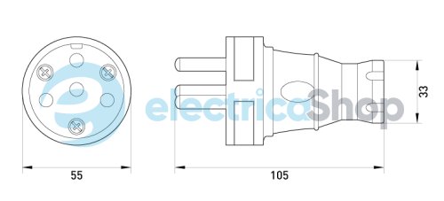 Силовая вилка переносная каучуковая e.plug.rubber.030.25, 4 п.,  25A, s9100028 E.NEXT