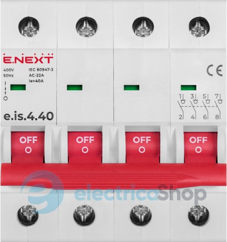 Вимикач навантаження на DIN-рейку e.is.4.40, 4р, 40А p008021 E.NEXT