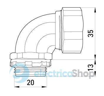 Ввід кутовий e.met.angle.stand.sldx.15 для металорукава 15мм(1/2") s046002 E.NEXT