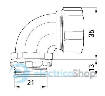 Ввід кутовий e.met.angle.stand.sldx.18 для металорукава 18мм(3/4") s046003 E.NEXT