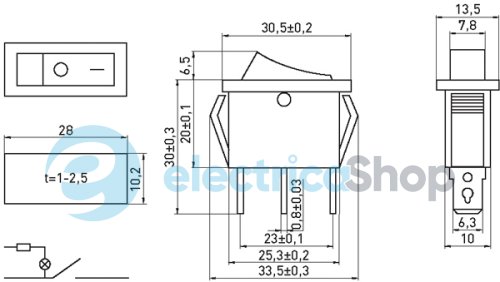 Перемикач клавішний e.switch.key.03, 3 pin, з індикацією s2040003 E.NEXT
