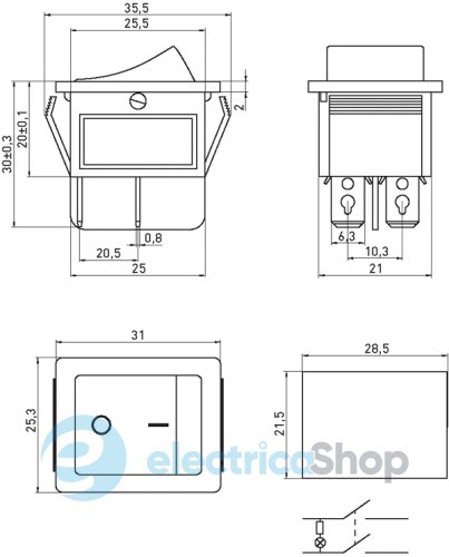 Перемикач клавішний e.switch.key.04, 4 pin, з індикацією s2040004 E.NEXT