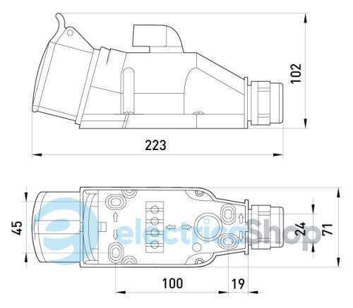Монтажний набір, вим. 0-1 16A, 3P+N+Z, 400V, TAREL 185