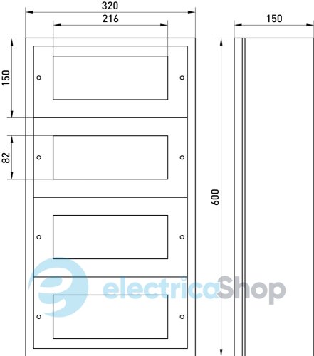 Корпус металлический e.mbox.industrial.n.48z IP41, навесной, на 48 модулей CPR802 E.NEXT