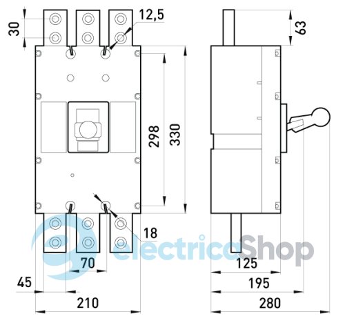 Силовой автоматический выключатель e.industrial.ukm.1250S.1250, 3р, 1250А i0010024 E.NEXT