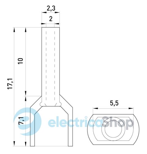 Ізольований наконечник e.terminal.stand.te.2.1.red (TE1010 red) 2x1 кв.мм, червоний, 100шт s4037004 E.NEXT