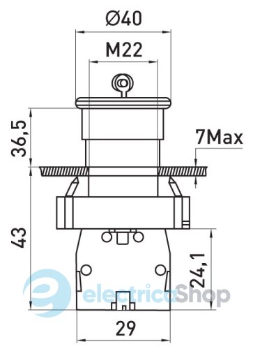 Кнопка "грибок" с ключом поворотная e.mb.bs142 красный, 1NC p0810124 E.NEXT