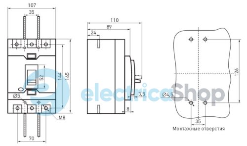 Силовой автоматический выключатель e.industrial.ukm.250SL.225, 3р, 225А i0660018 E.NEXT