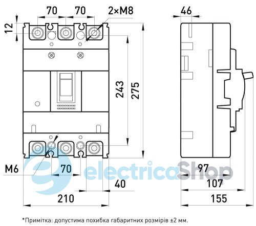 Силовой автоматический выключатель e.industrial.ukm.800S.700, 3р, 700А i0010029 E.NEXT