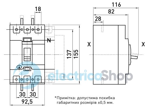 Силовой автоматический выключатель e.industrial.ukm.125Re.125 с электронным расцепителем, 3р, 125А i0770056 E.NEXT