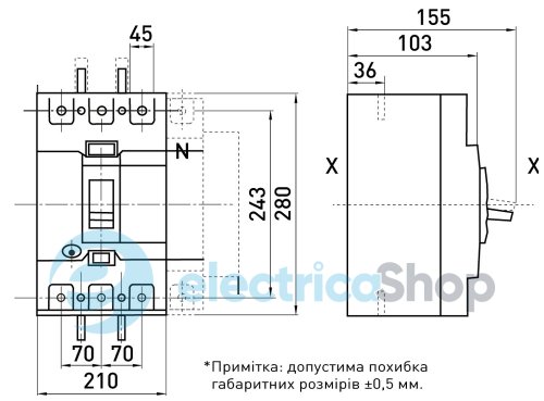 Силовой автоматический выключатель e.industrial.ukm.800Rе.800 с электронным расцепителем, 3р, 800А i0770025 E.NEXT