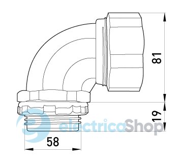 Ввід кутовий e.met.angle.stand.sldx.50 для металорукава 50мм(2") s046007 E.NEXT