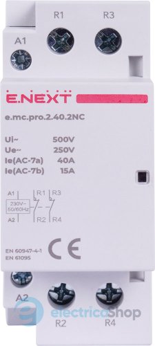 Модульный контактор e.mc.pro.2.40.2NC, 2р, 40А, 2NC, 220В p005227 E.NEXT
