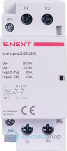 Модульный контактор e.mc.pro.2.63.2NC, 2р, 63А, 2NC, 220В p005229 E.NEXT