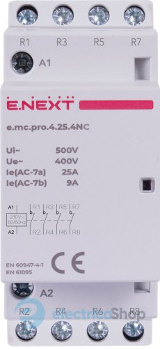 Модульний контактор e.mc.pro.4.25.4NC, 4р, 25А, 4NC, 220В p005224 E.NEXT